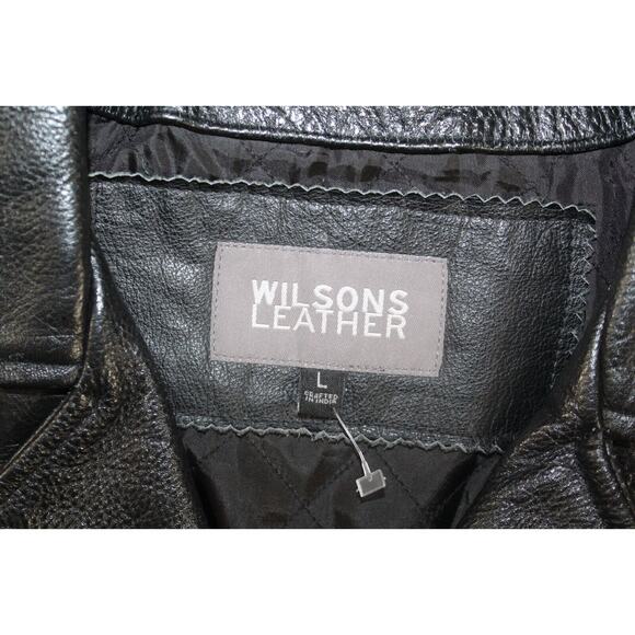 VTG Wilsons Classic Black Leather Motorcycle Moto Biker Punk Jacket Men's Large - Picture 6 of 9